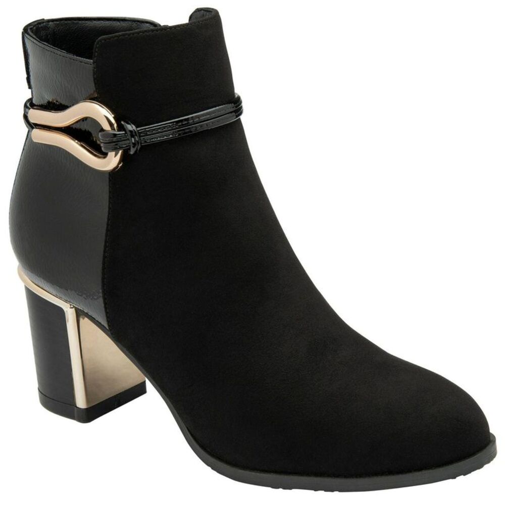 Lotus Shoes Womens/Ladies Ebony Textile Ankle Boots / Black